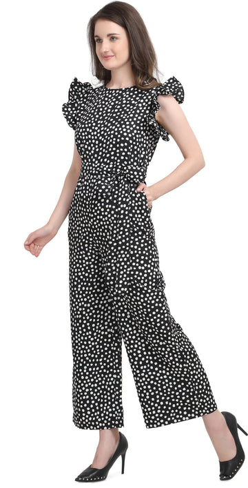 Women's Trendy Polka Print Crepe Jumpsuit Roposo Clout